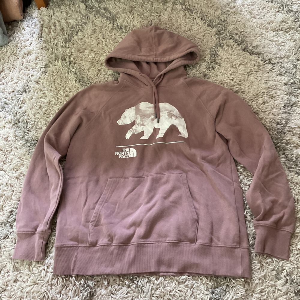 The North Face Womens Mauve Bear Graphic Hoodie Pullover Size Medium